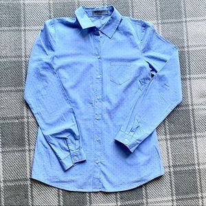 The Limited, Essentials Dress Button Down, Blue Swiss dot, Women’s size small